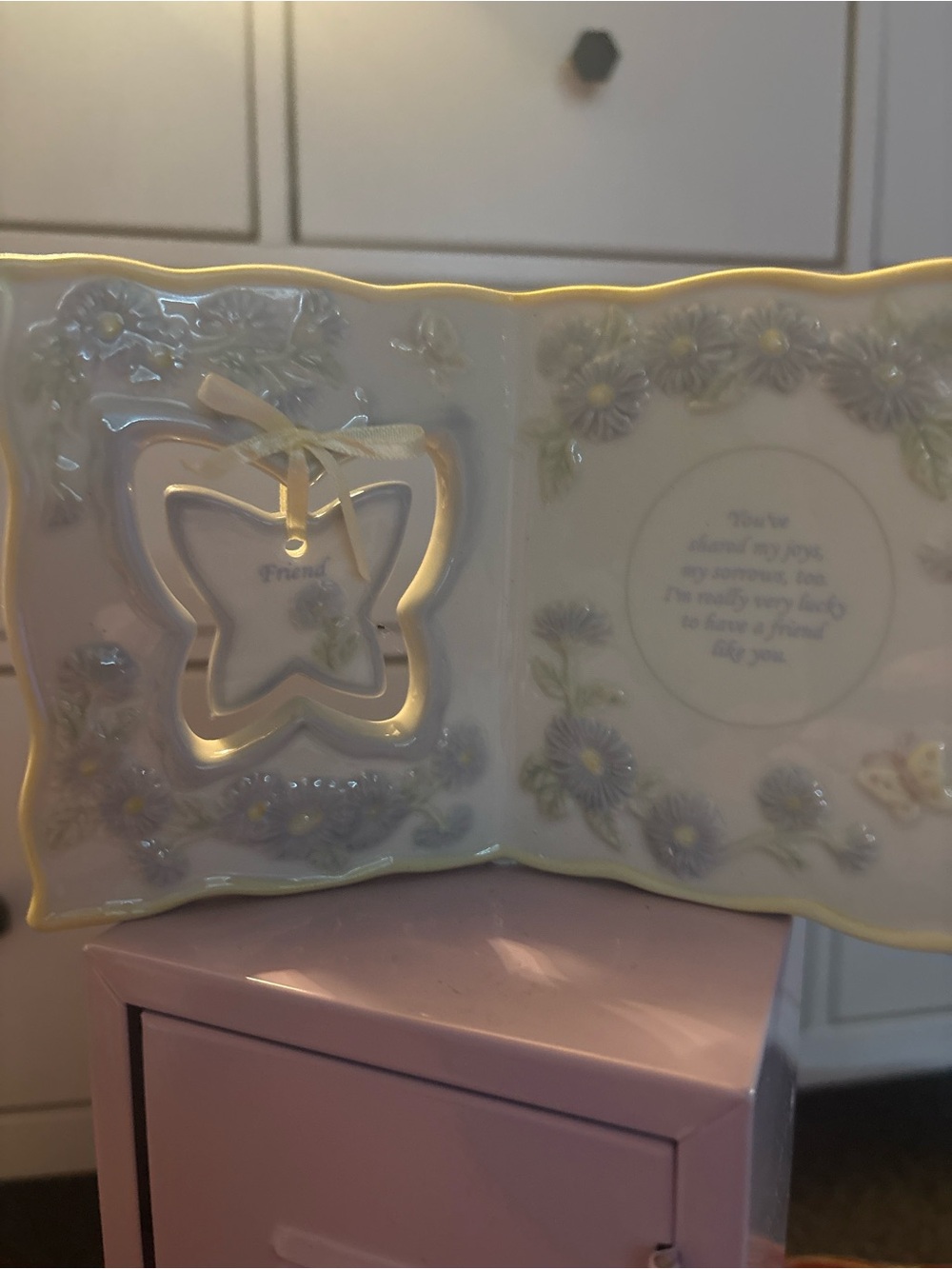 Friend Floral Ceramic Picture Frame - White and Pastel